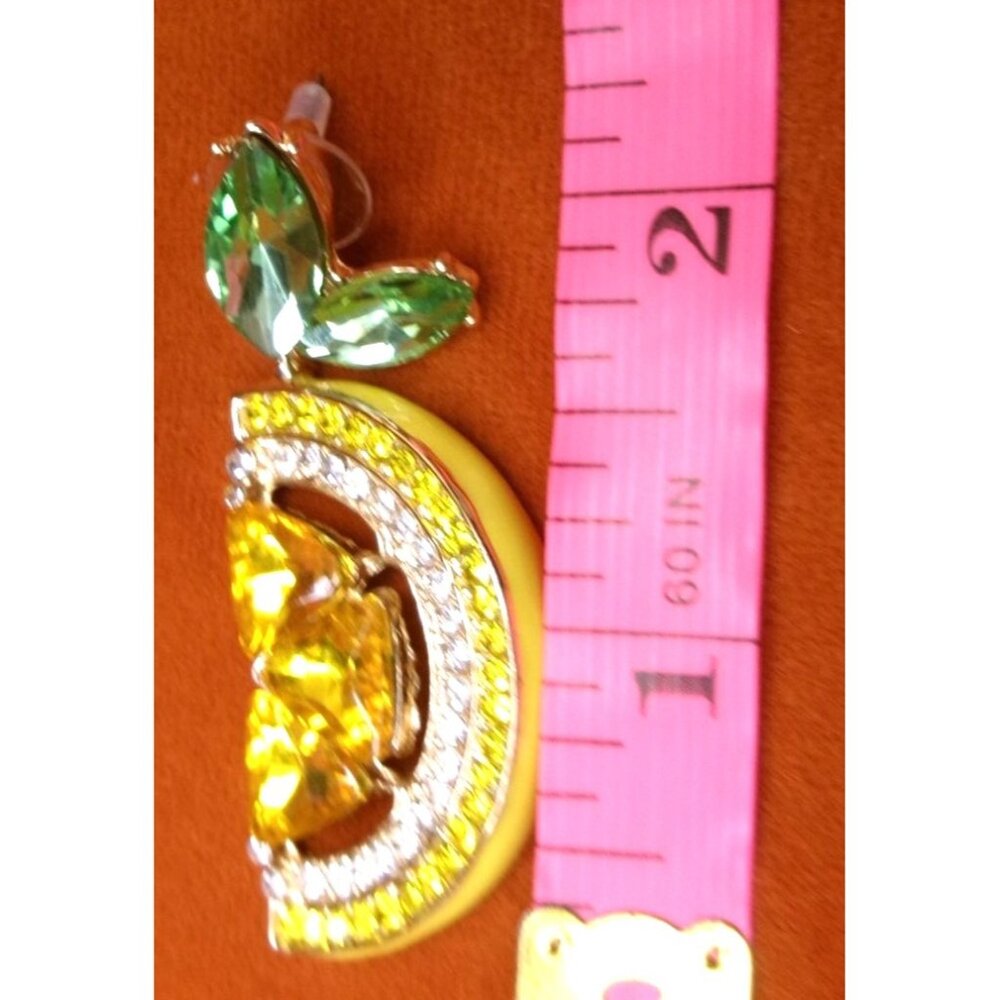 Lemon Slice Rhinestone Earrings - Picture 5 of 5